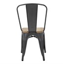Chaise en acier gris métallisé avec assise en bois (lot de 4)